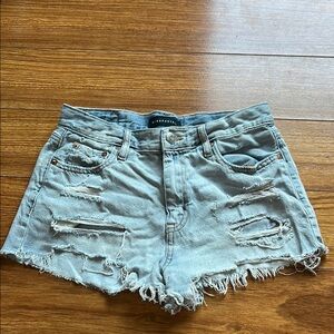 Aeropostale Blue Jean Shorts Distressed Frayed